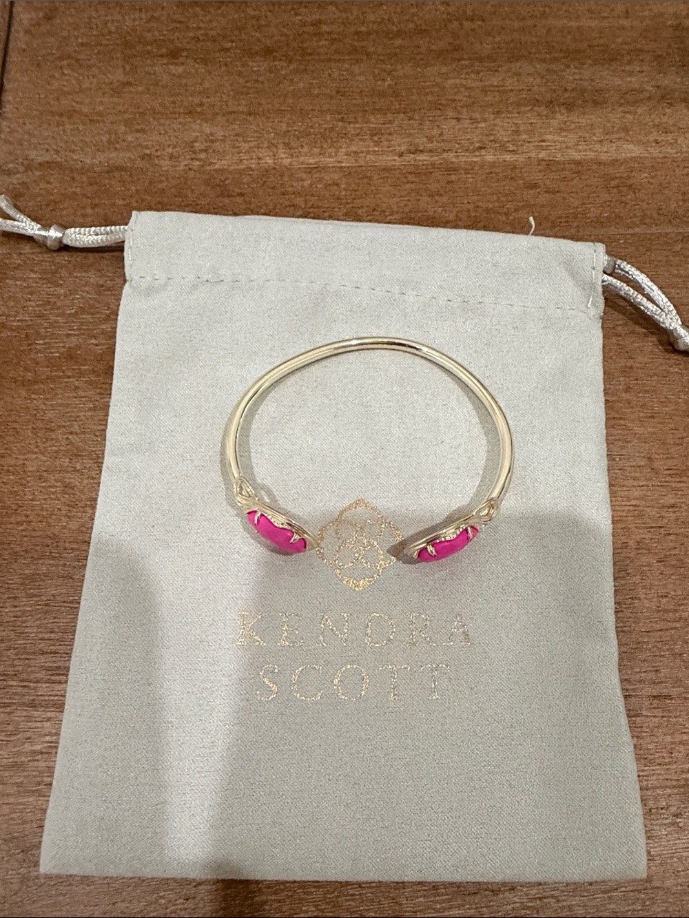 Kendra Scott Gold Open Cuff Bracelet with Hot Pink Stones - Picture 6 of 9